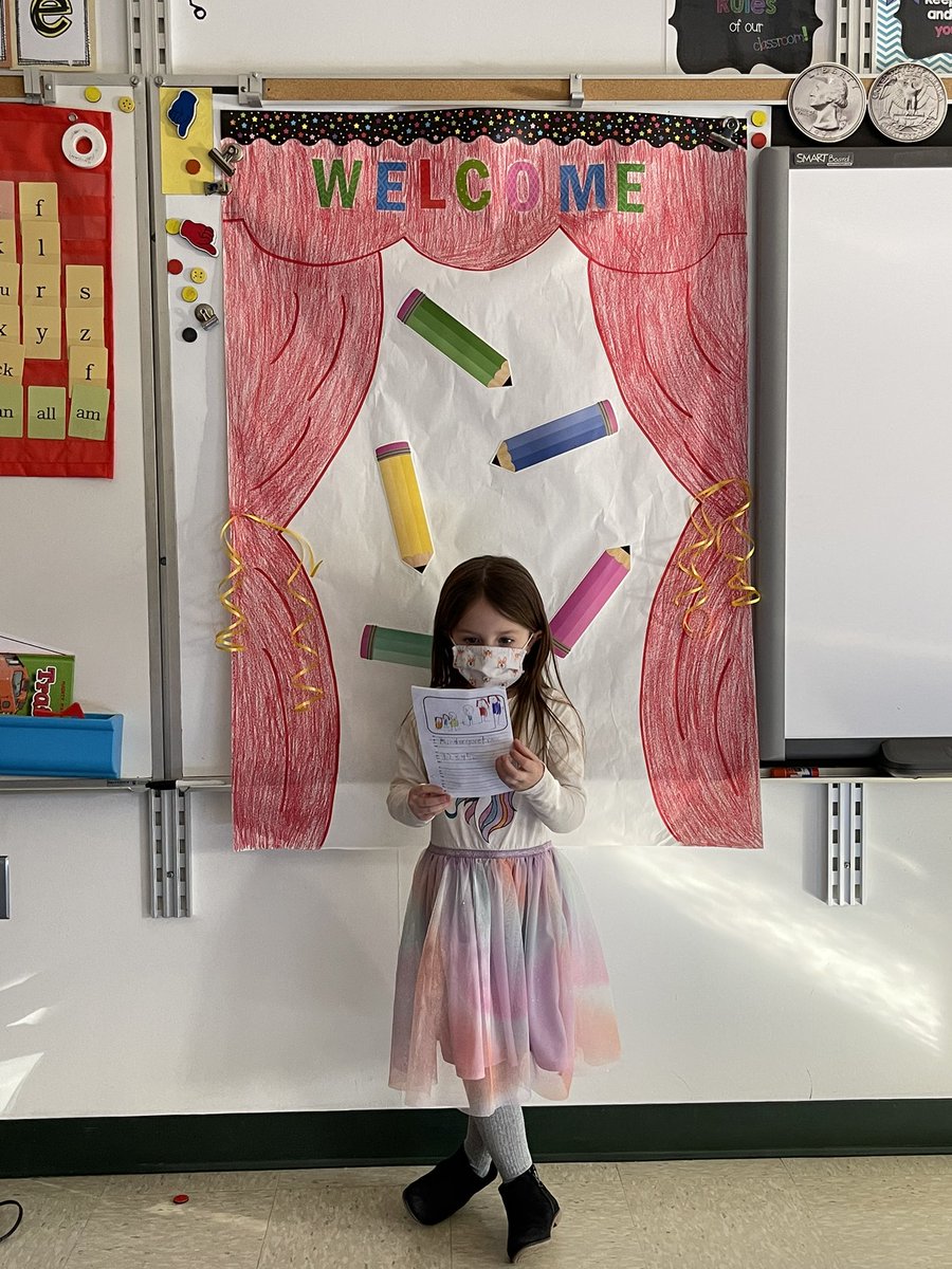 ejrussell2's tweet photo. First grade authors share their books!  A book about EJR! #EJRShiningStars https://t.co/yPZxFOY05H