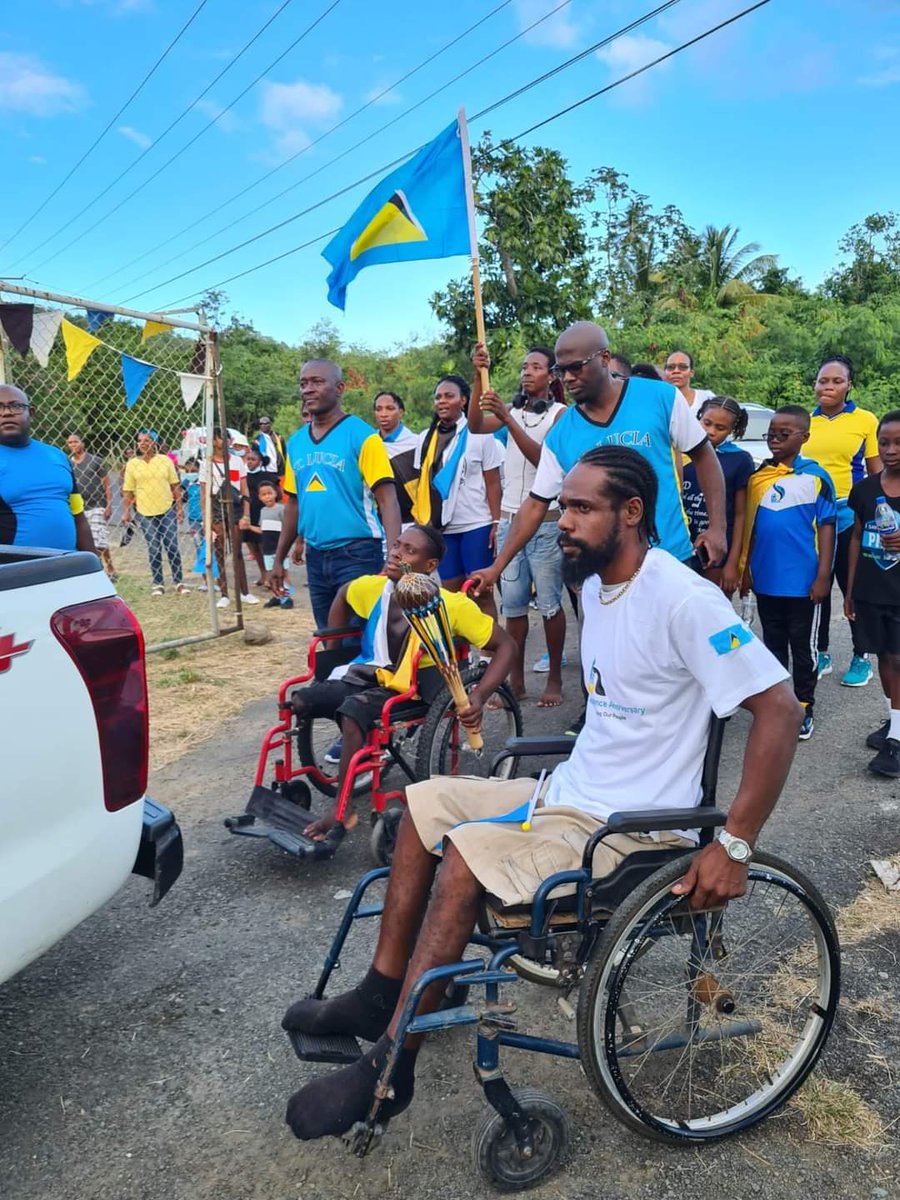 RhyesaJ's tweet photo. Celebrations for Saint Lucia's 43rd independence anniversary includes a national relay in which the independence baton passes through every constituency. 

The baton is handed over to Micoud North by Aaron Regis.
#Independence43
#SaintLucia
#Douvanansanm
#SentLisi
#Endépandans https://t.co/bVxwV2pj3j
