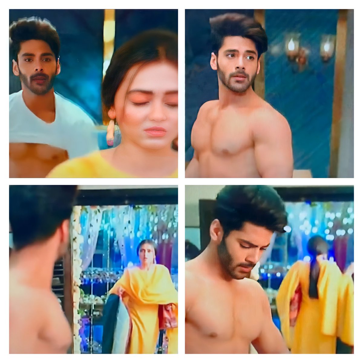 simbaxaaska's tweet photo. 1st shirtless moment ,or meh wahi par flat hogayi๐ฅฐ๐ฅฐโฃ๏ธ.aww literally the cutest moment of the episode โฃ๏ธ.#TejSim
#SimbaNagpal
#TejasswiPrakash
#Naagin6 https://t.co/nXLemZN8XA