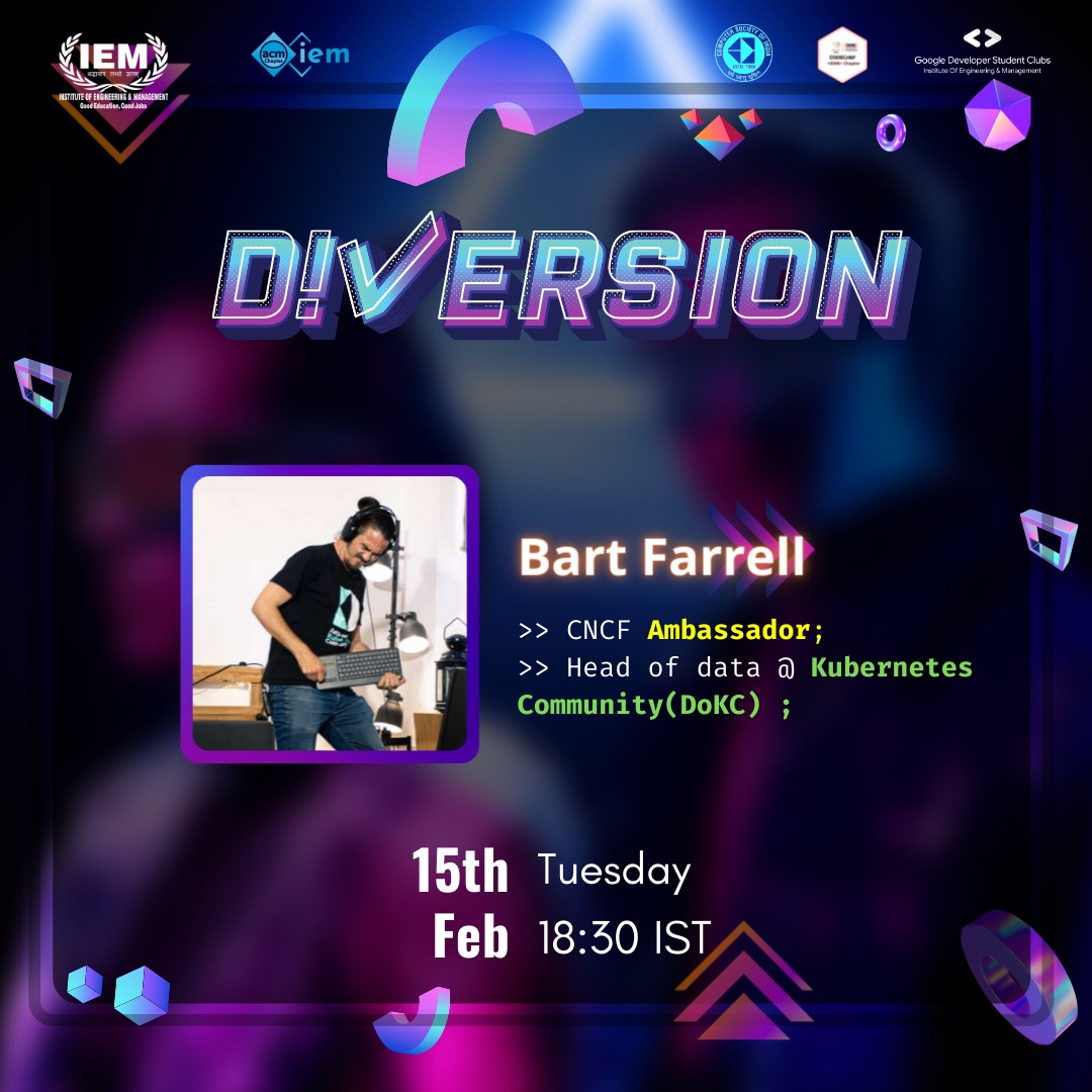 Diversion 2022* brings to you a chance to witness an exclusive limited edition podcast with
Bart Farrell: CMCF Ambassador, Head of Community, Data on Kubernetes

Date : 15th February, 2022
Time : 18:30 HRS IST
Fill this form to book your seat : bit.ly/Diversion_init…