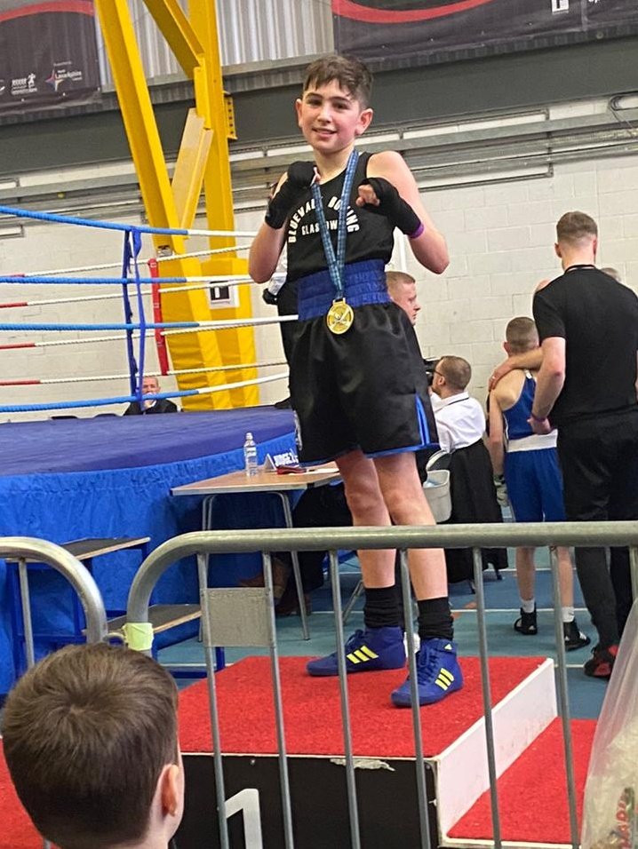 McgroryHelen's tweet photo. My boy Lewis Watson, Scottish boxing novice champion @WhitehillSec @MsAndersonDHT @BluevaleCC https://t.co/RqhA1e0iAE