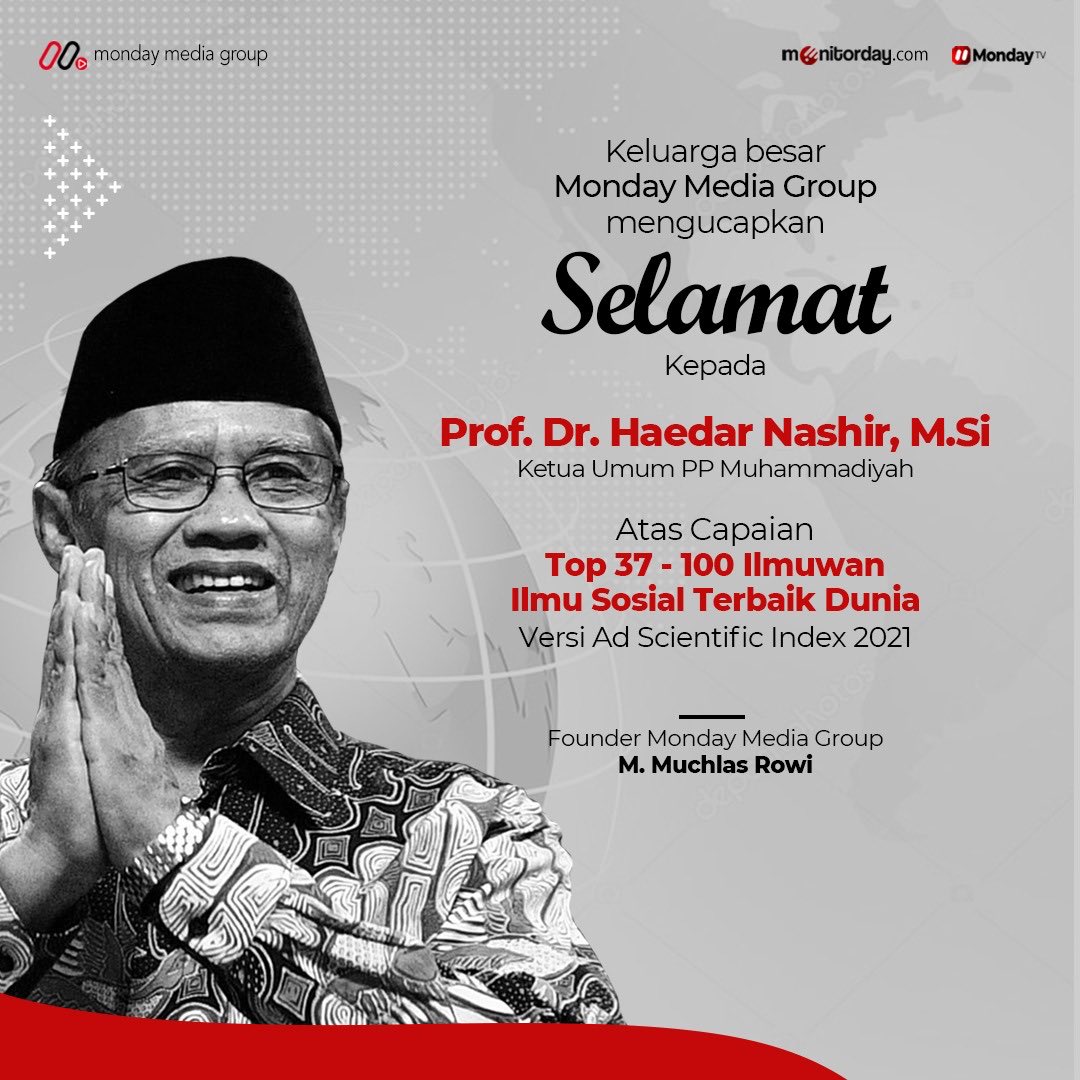 Selamat untuk ayahanda ⁦<a href="/HaedarNs/">Haedar Nashir</a>⁩. Sehat selalu untuk mencerdaskan dan memajukan umat. ⁦<a href="/MuchlasRowi/">muchlas rowi</a>⁩ ⁦<a href="/monitordaycom/">monitorday</a>⁩ ⁦<a href="/muhammadiyah/">Muhammadiyah</a>⁩ ⁦<a href="/DavidKrisnaAlka/">David Krisna Alka</a>⁩ ⁦<a href="/Fajar7919/">Fajar Riza Ul Haq</a>⁩ ⁦<a href="/RajaJuliAntoni/">Raja Juli Antoni, MA., Ph.D.</a>⁩