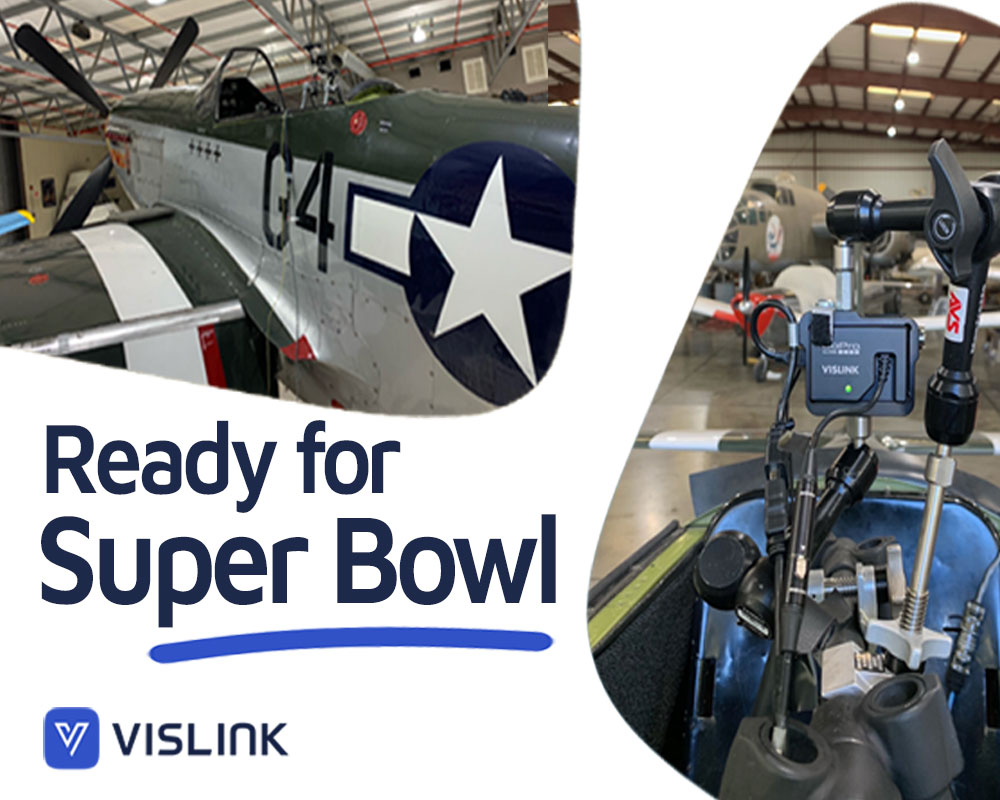 Vislink's tweet photo. Watch the skies for this #P51 fighter: #Vislink on-board, for live footage during #SuperBowl fly-by, on TV worldwide.

No less then 35 wireless #RF links will be in use, thanks to #AerialVideoSystems &amp; @NEPBroadcasting

#Vislink #AtTheHeartOfTheAction #FutureIsNow #SuperBowl2022 https://t.co/pLWCYHgn5d