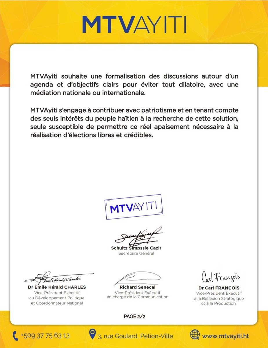 MTV_Ayiti's tweet photo. Note de presse, 11 février 2022. #MTVAyiti #NoteDePresse https://t.co/v75Wytn33R