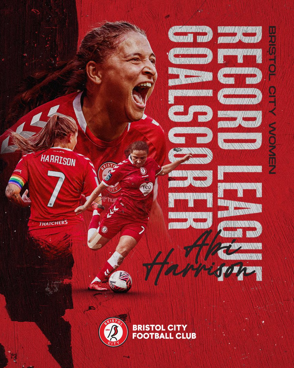 bristolcitywfc's tweet photo. RECORD BREAKER! 👊

Abi Harrison is now our all-time record league goalscorer! 👏 https://t.co/xQkFj0aURZ