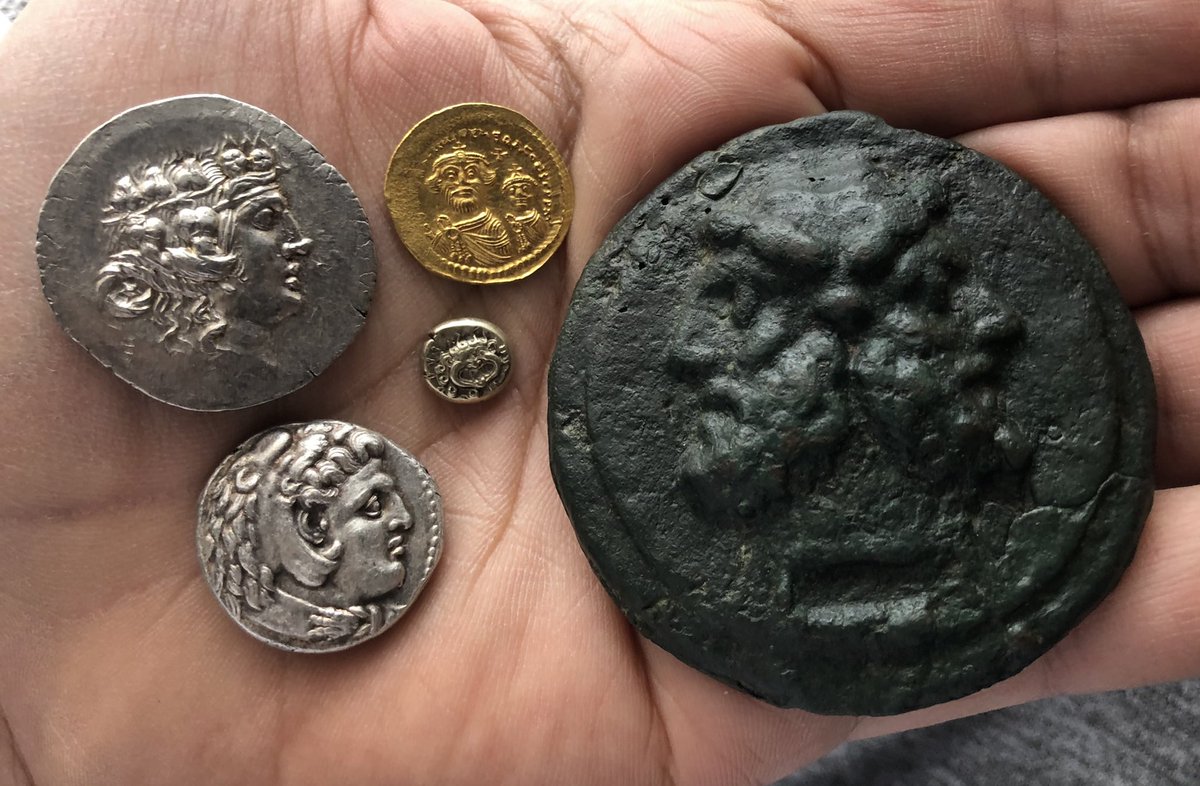 AcheloiosThales's tweet photo. Some of the beauties I’ll be showing off tomorrow in a guest lecture about numismatics! https://t.co/QzUkydar6R
