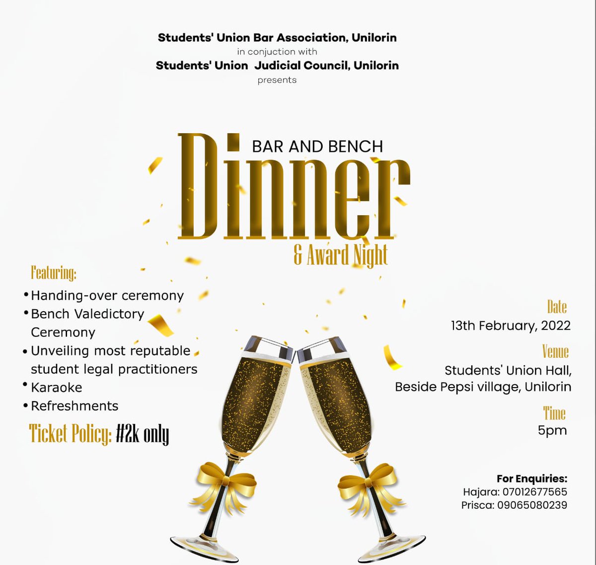Where are you tonight if you're not at the Student Union Hall for the Bar and Bench Dinner🤩🤩🤩