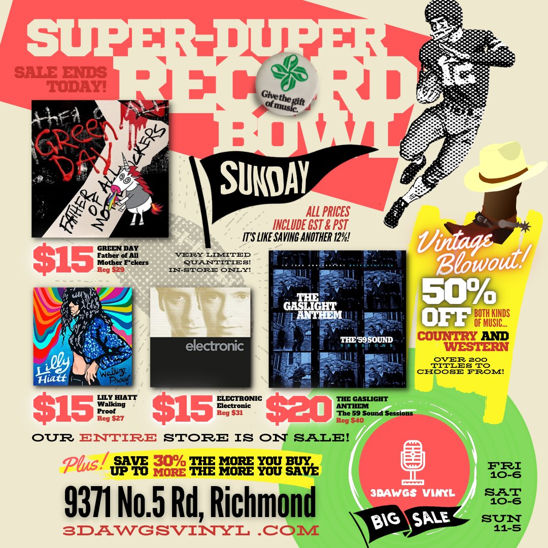 3DawgsVinyl's tweet photo. More below cost albums added to the sale AND 50% off all vintage country & western albums. Sale ends today! Open 11 to 5. #superduperrecordbowl
#vinyl #richmondbc #shoplocalyvr #supportsmallbusiness #vinyladdict #recordshop #recordstore #records #vinylcommunity #vinylforsale https://t.co/GG4lQPrFL7