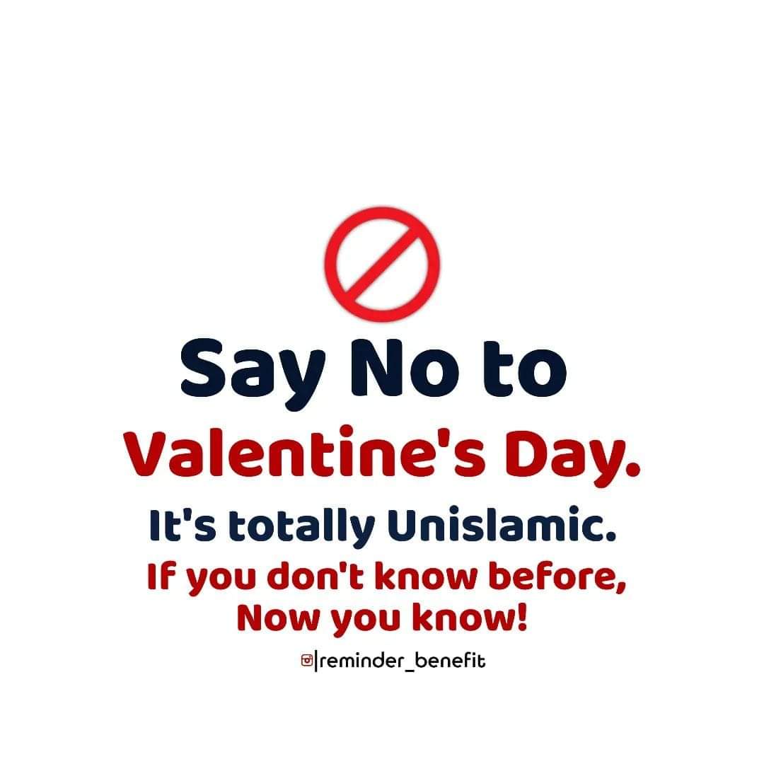 thetariq_00's tweet photo. Valentine's Day is not for Muslim &amp; &amp; the celebration of this day is Haram in Islam.
Everyday should be a day of love &amp; we should be in love with our spouse &amp; children.
Our religion is very clear &amp; very straight forward,and no one has the right to question the teachings of Islam https://t.co/6nhfL8Z8u2