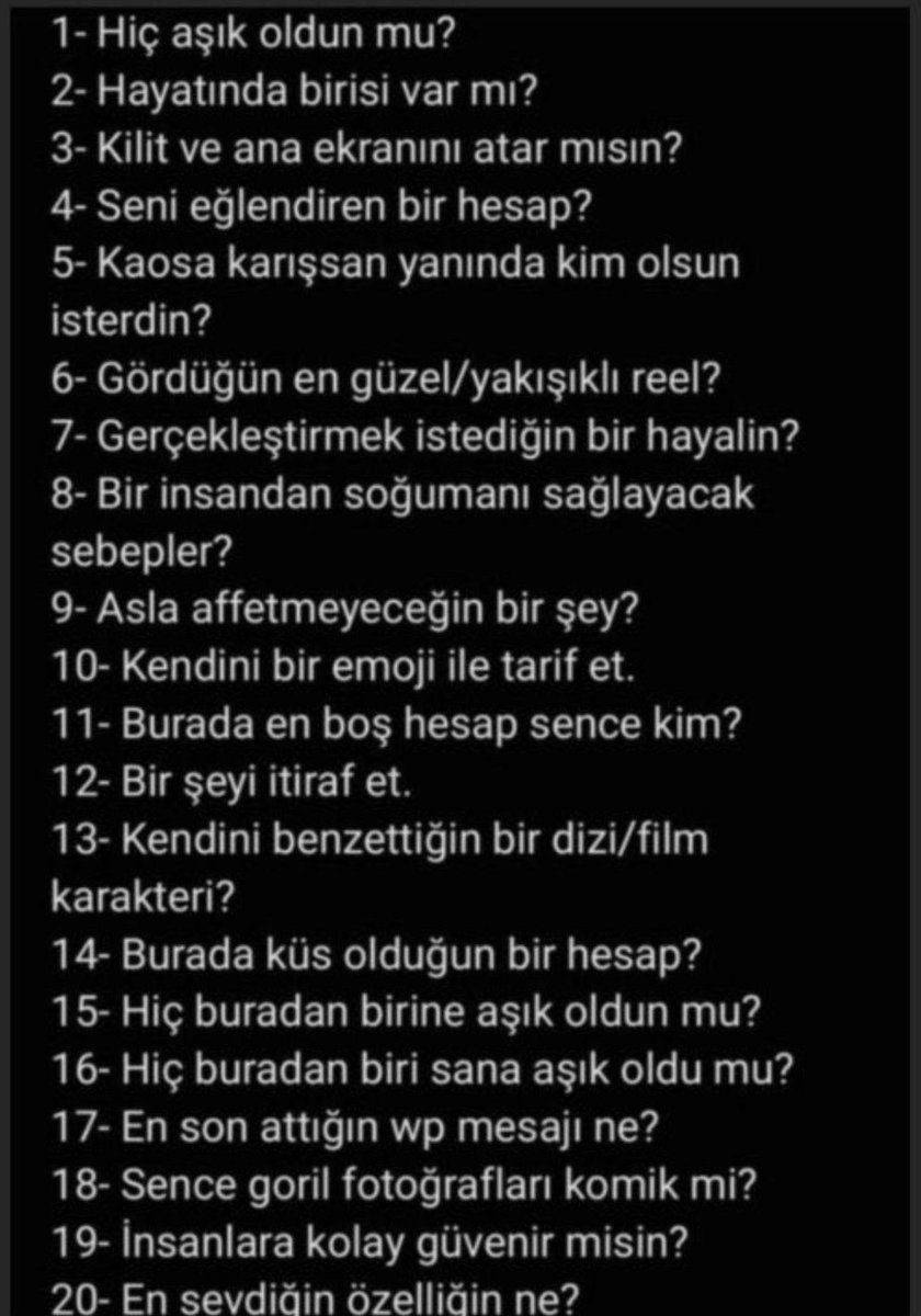 hadi bakalım karşılıklı soru etkinliği :) ment atın 💗💗