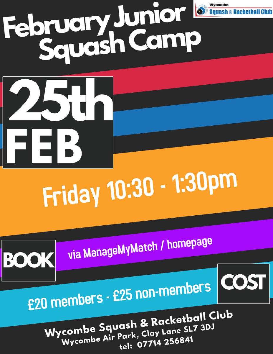 SquashWycombe's tweet photo. Junior Squash Academy - https://t.co/SsPtQwLRXS #getoncourt #squashfun https://t.co/VrFG6uKUe5