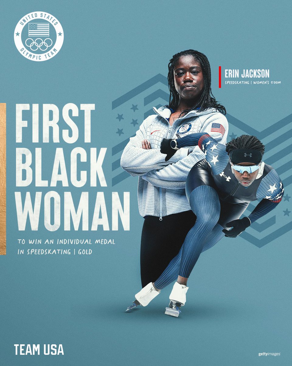 TeamUSA's tweet photo. Remember the name. 

@ErinJackson480 is the first Black woman to win an individual medal in speedskating at the #WinterOlympics. https://t.co/y63kWGHE1k