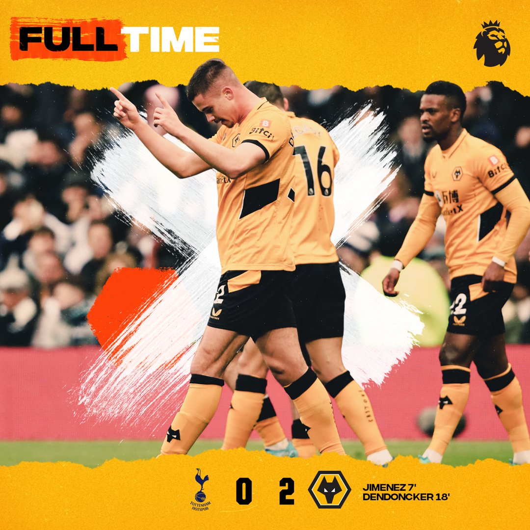 Wolves's tweet photo. FT | #TOT 0-2 #WOL

GET IN! BIG performance. BIG win. #TOTWOL 

🐺⏱ https://t.co/Jl9VLGRKCn