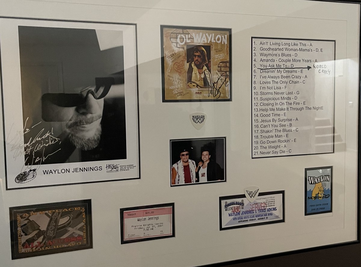 mrestyle's tweet photo. Twenty year ago #OTD, a big one got away. I've never met anyone cooler, wittier, or more talented than #WaylonJennings.  #WaylonRules #WhoopWhoop! #RIPWaymore 
I'm grateful I was given this unreleased song he wrote to record. https://t.co/wBeqy0xuQK https://t.co/sQKRjpSjl3