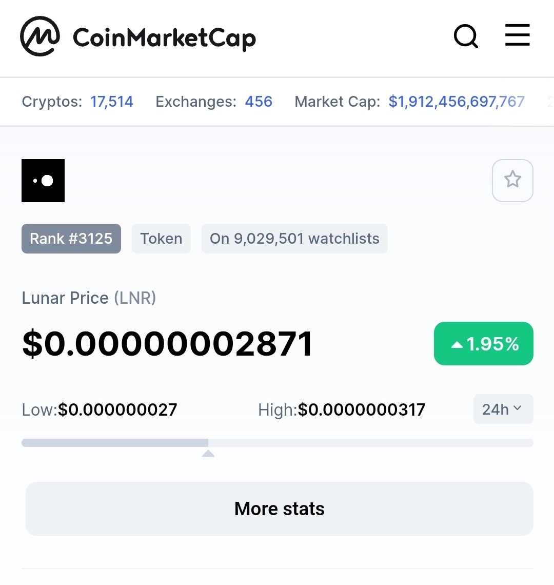 LNRDAO's tweet photo. Lunar has reached over 9,000,000 watchlists on CoinMarketCap.  That's more than Bitcoin, Ethereum, &amp; BNB combined!

#LunarDeFi #BTC #BNB #ETH #CoinMarketCap https://t.co/9Np9FLdcrR