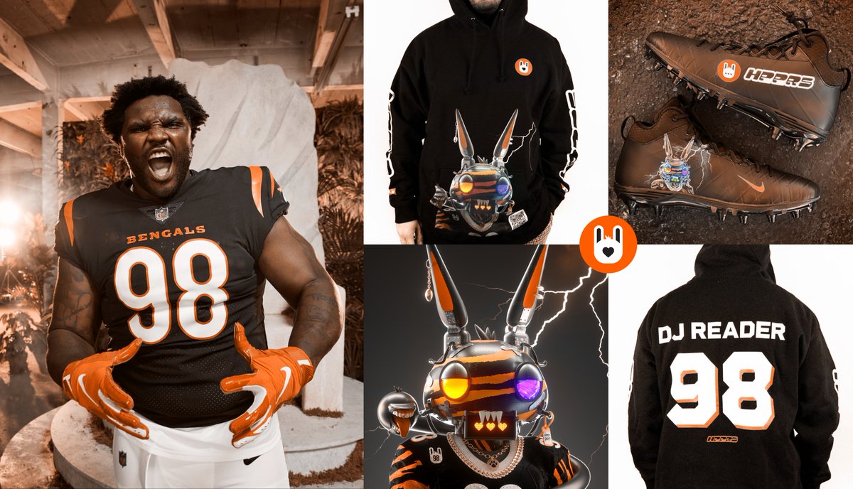SHAKKABLOOD (@shakkablood) on Twitter photo Good luck <a href="/Djread98/">Dj Reader</a> at the 2022 Super Bowl! You have the entire HPPRS family rooting for you and the <a href="/Bengals/">Cincinnati Bengals</a> to win.
Also, thank you <a href="/MACHE275/">Mache</a> for immortalizing the DJ Reader HPPR with these custom cleats 😍
LFGGGGGG
<a href="/HPPRSNFT/">Heinous Rabbit</a> Good luck <a href="/Djread98/">Dj Reader</a> at the 2022 Super Bowl! You have the entire HPPRS family rooting for you and the <a href="/Bengals/">Cincinnati Bengals</a> to win.
Also, thank you <a href="/MACHE275/">Mache</a> for immortalizing the DJ Reader HPPR with these custom cleats 😍
LFGGGGGG
<a href="/HPPRSNFT/">Heinous Rabbit</a>