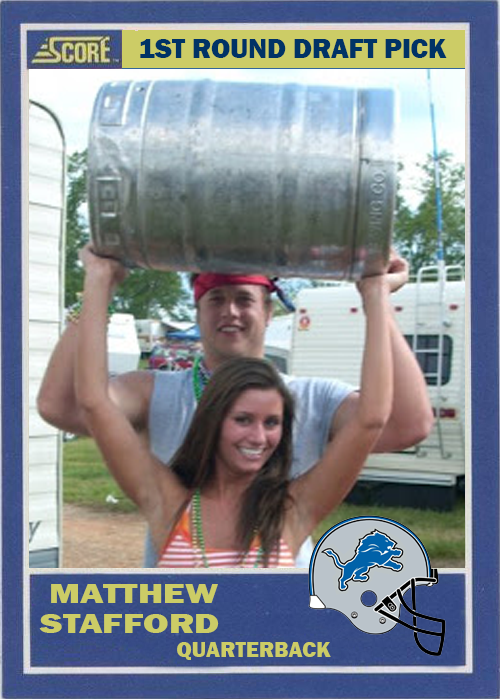 rookiesportcard's tweet photo. Underage Matthew Stafford hoisting a beer keg could have made one of the greatest rookie cards of all time. 

#missedopportunity #superbowl #stafford #rams #rookiecard #uga https://t.co/zOk0bXsfyZ