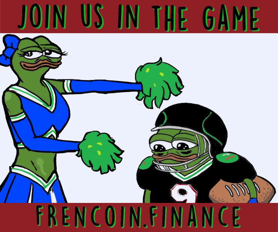 Henloo Frens! Join us on GAME DAY 🐸 🎉 #SuperBowlLVI 

Some GAME DAY fun 🤩 
Join our TG: t.me/frencoin2 
Duet us to win $50 + NFT: vm.tiktok.com/TTPdBh2URX/
Enter our meme contest for a chance to win $ too! #SuperBowl2022