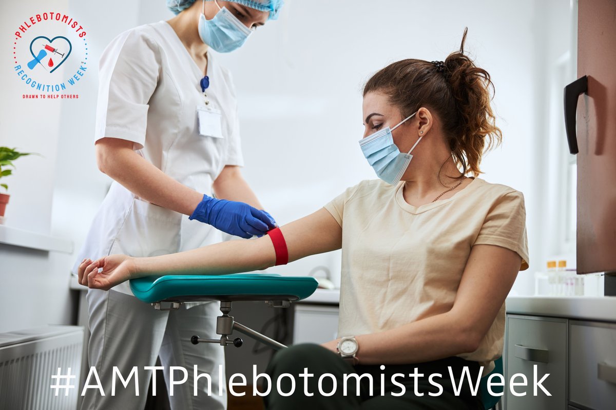 americanmedtech's tweet photo. Phlebotomists Recognition week starts tomorrow. Post about it on social media using our hashtag #AMTPhlebotomistsWeek and be entered into a random drawing for some AMT gear. Find resources and images here: https://t.co/73nB5fzVAK https://t.co/YoH2EJIFPd