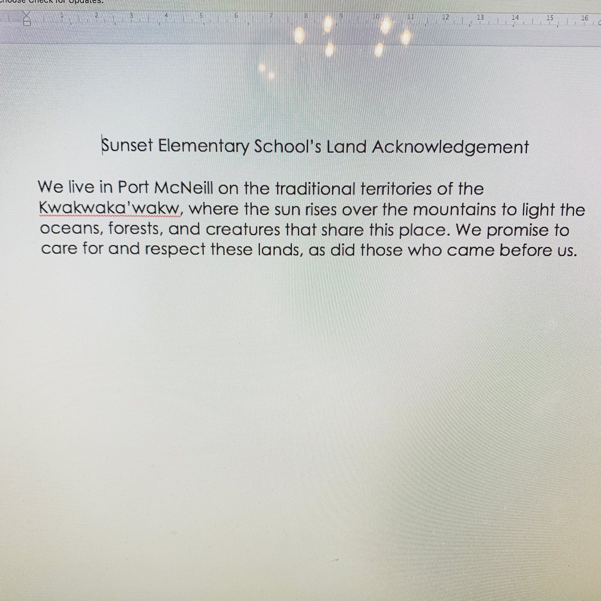 sjsoltau's tweet photo. As a staff we created a land acknowledgement #sd85 #reconciliation #mypd #bcpta #bctf https://t.co/DBxuBLM0OY