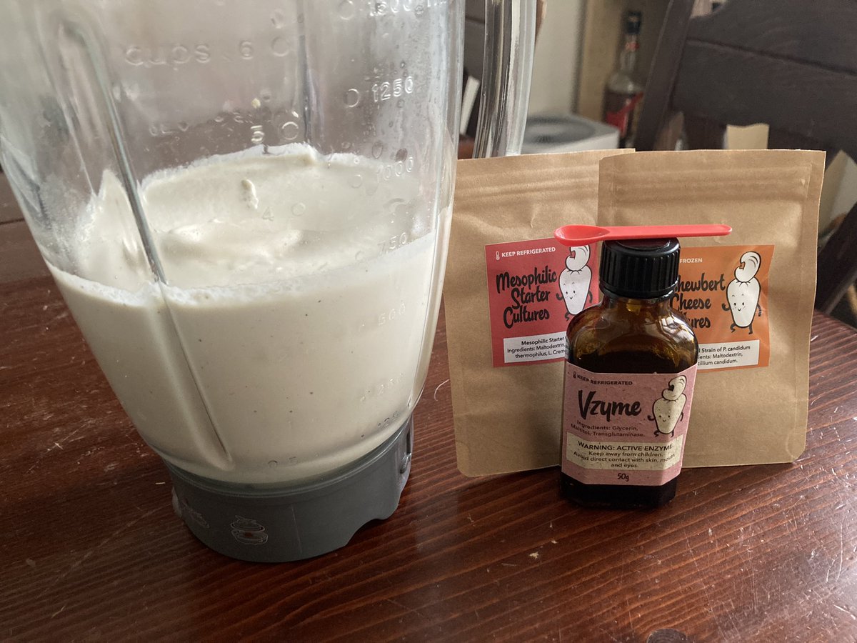 luckow's tweet photo. Next experiment. First attempt #cashewbert. Let's see what will happen in a few days. #vegan #cheese https://t.co/O2Mpgu9do6
