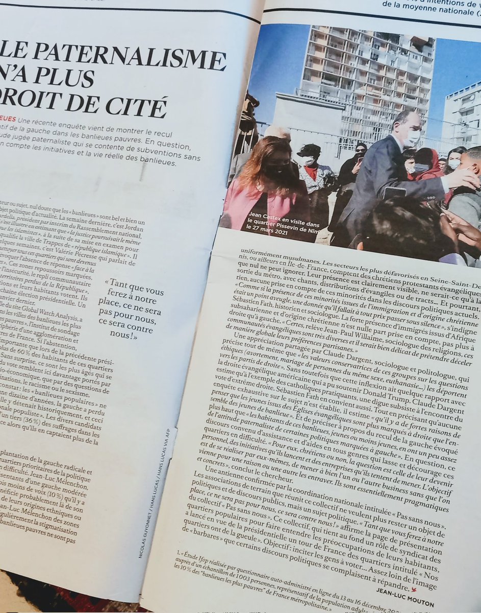 SebFath's tweet photo. "Le paternalisme n'a plus droit de cité"
🎯 Merci à #JeanLucMouton pour cet excellent dossier sur le vote des jeunes de banlieue, à lire dans le @ReformeHebdo de cette semaine
#Presidentielle2022 #Protestantisme
#ClaudeDargent #SebastienFath #JeanPaulWillaime @IfopOpinion https://t.co/GBYMXCKkKq