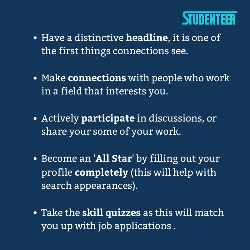 studenteer_'s tweet photo. LinkedIn is comparable to an online CV 📄 so here's some suggestions on how to make your profile stand out ✨

📌What have you learnt about LinkedIn - what are your tips?

#studenteer #linkedin #student #studenttips #linkedintips https://t.co/FaCxpT8K7G
