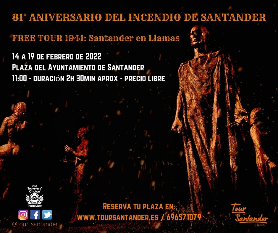 TourSantander's tweet photo. 🔥Semana especial conmemorativa del incendio de Santander

Free tour 1941: Santander en Llamas - 81° aniversario. Visita guiada, de precio libre, recorriendo el evento que cambió todo

Reserva en - https://t.co/5B57AAh6Fj

#Cantabria #cantabriainfinita #santanderciudad https://t.co/q6DoyoqZ66
