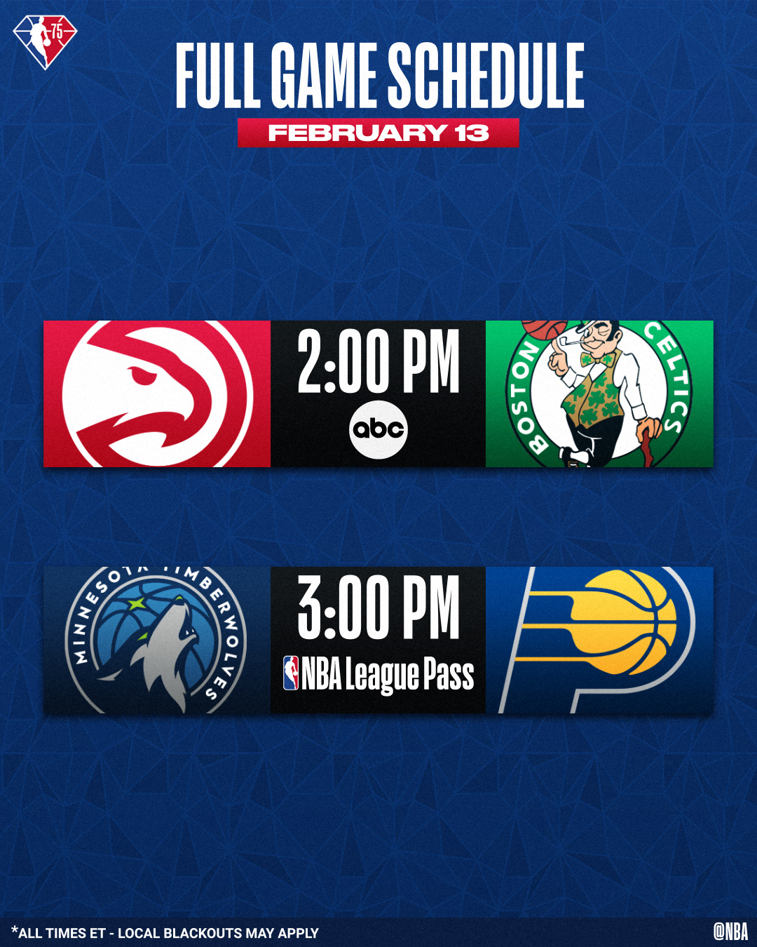 Nba On Abc Schedule 2022 Nba On Twitter: "A Pair Of Nba Matinees As The Celtics Host The Hawks And  The Timberwolves Visit The Pacers 🏀 📺: Abc 📲💻: Nba League Pass ➡:  Https://T.co/Qfspribwyp Https://T.co/L4S4Zo1O3B" / Twitter