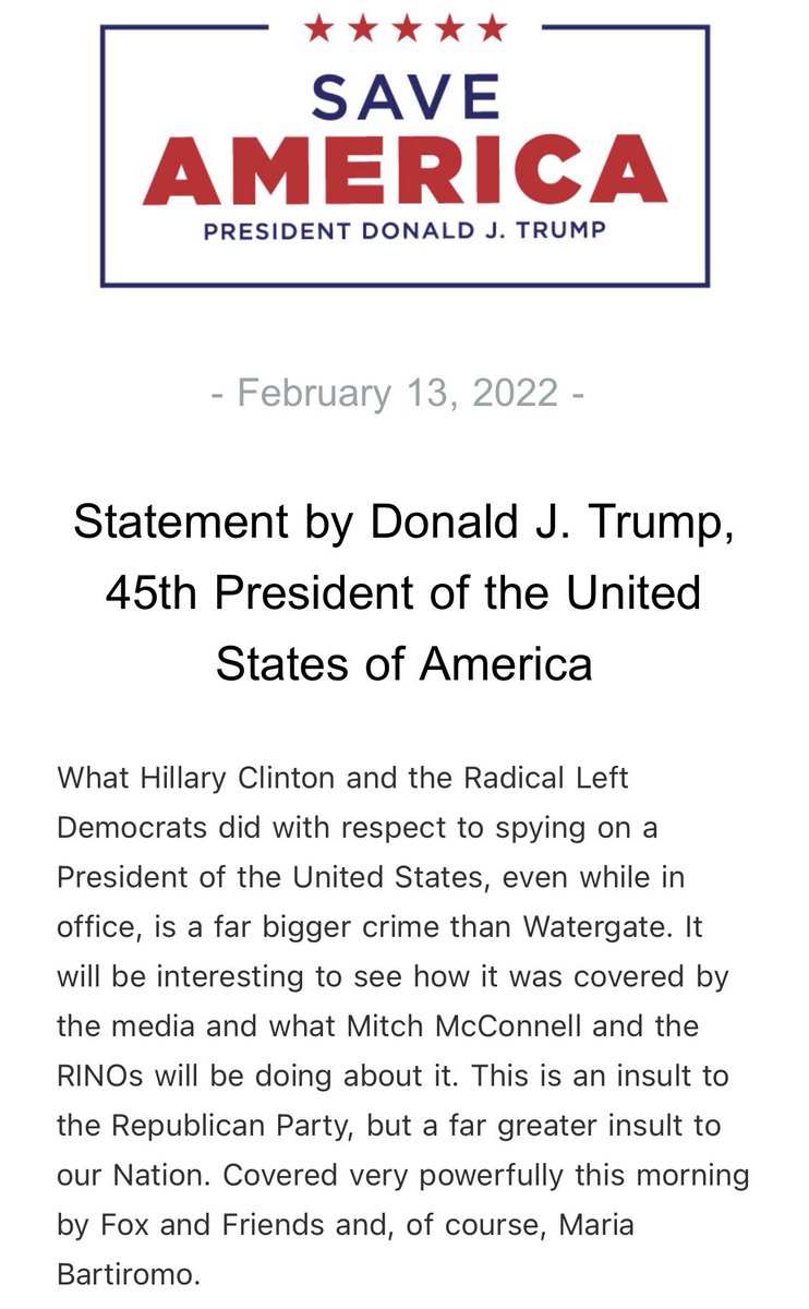 RSBNetwork's tweet photo. Statement by Donald J. Trump, 45th President of the United States of America https://t.co/rtxfLD4qZH