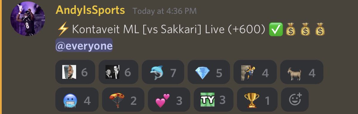 andyissports's tweet photo. 💎⚡️💎⚡️💎⚡️💎⚡️💎
The Wise Guys Diamond Club
@TWGDClub 

Inside the discord server, we started the day off with a lovely live banger ⚡️

🎾 Kontaveit ML +600 ✅💰💰💰

#GamblingTwitter #WTA #Tennis https://t.co/F1nnGj4l6l