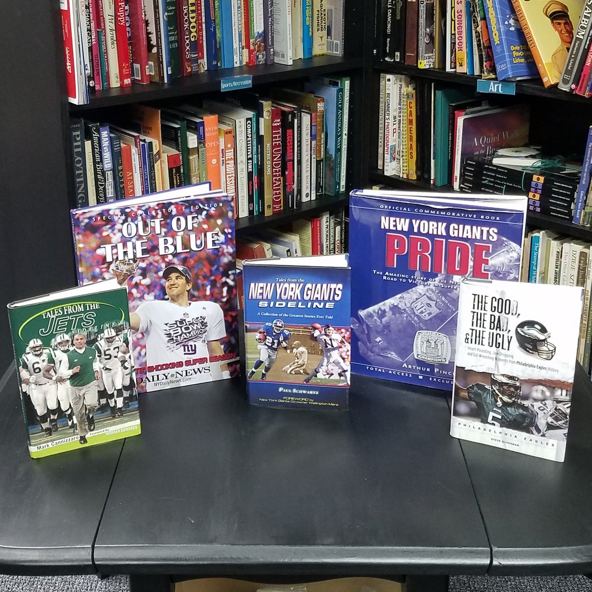 BookmarkedStore's tweet photo. It's Super Bowl Sunday 🏈  If your team didn't make it in, here's something to help you remember better years... 

#SuperBowl #cantwaitforthehalftimeshow #Jets #Giants #Eagles #bookstore #shoplocalnj https://t.co/4CE9ujRvrP