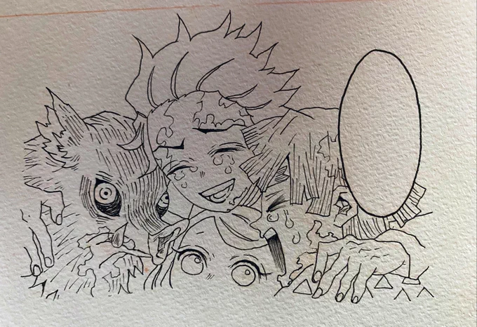 #鬼滅の刃  #模写
スケッチブック1冊目に描いてた
過去絵🙇‍♀️🙇‍♀️

白黒をカラーで描いてたあのシーンが
アニメでみることが出来て幸せ!

鬼滅、ありがとううう🎴🐗⚡️🎀 