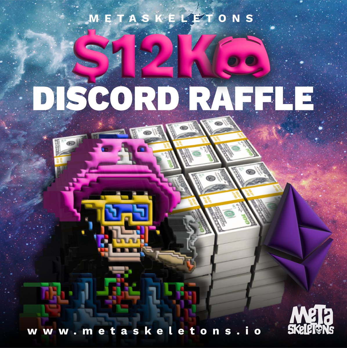 metaskeletons's tweet photo. #NFT Fans

Metaskeletons is doing a $12k raffle in their discord 💰☠️

🎟To get a ticket in the raffle ⬇️
1️⃣ Join Discord: https://t.co/ljXDk8LIeo
2️⃣ Tag 3 friends 
3️⃣ RT &amp; follow @metaskeletons

Go to the #giveaways channel for all the details and requirements.

#itpaystobedead https://t.co/NHbXrYBIkD