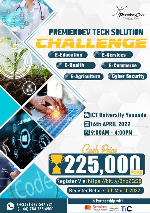 Do not forget to register for this year's edition of the PremierDev Tech Solutions Challenge 

It is going to be even bigger and better!

Register now while applications are being received: bit.ly/3nxZQS8
Amazing cash prizes to be won. 

premierdev.org
