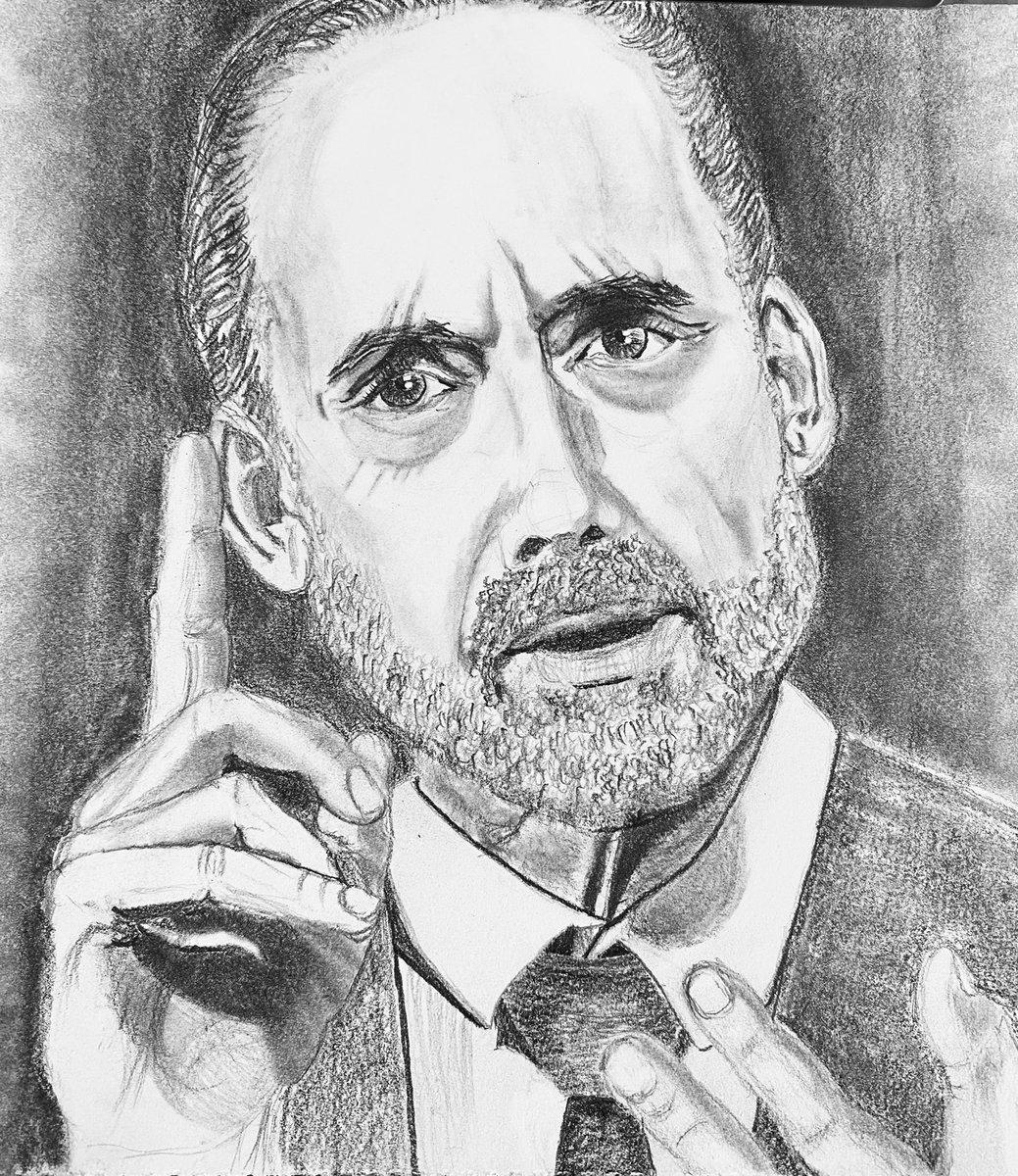 LiebWorks's tweet photo. I recently took up drawing, and just finished a portrait of @jordanbpeterson. I’ve been waiting for the opportunity to see you live for years, and in April, that will happen in Indianapolis. https://t.co/cneshS3lLI