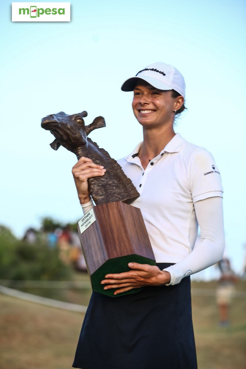 SafaricomPLC's tweet photo. Fantastic culmination of the @KenyaLadiesOpen  as @EstherHenseleit defended her title and won the @KenyaLadiesOpen tournament championship once again 🏌️‍♀️. #PlayGlobalWithMPESA #MKLO2022 https://t.co/gg3tvXmkX9