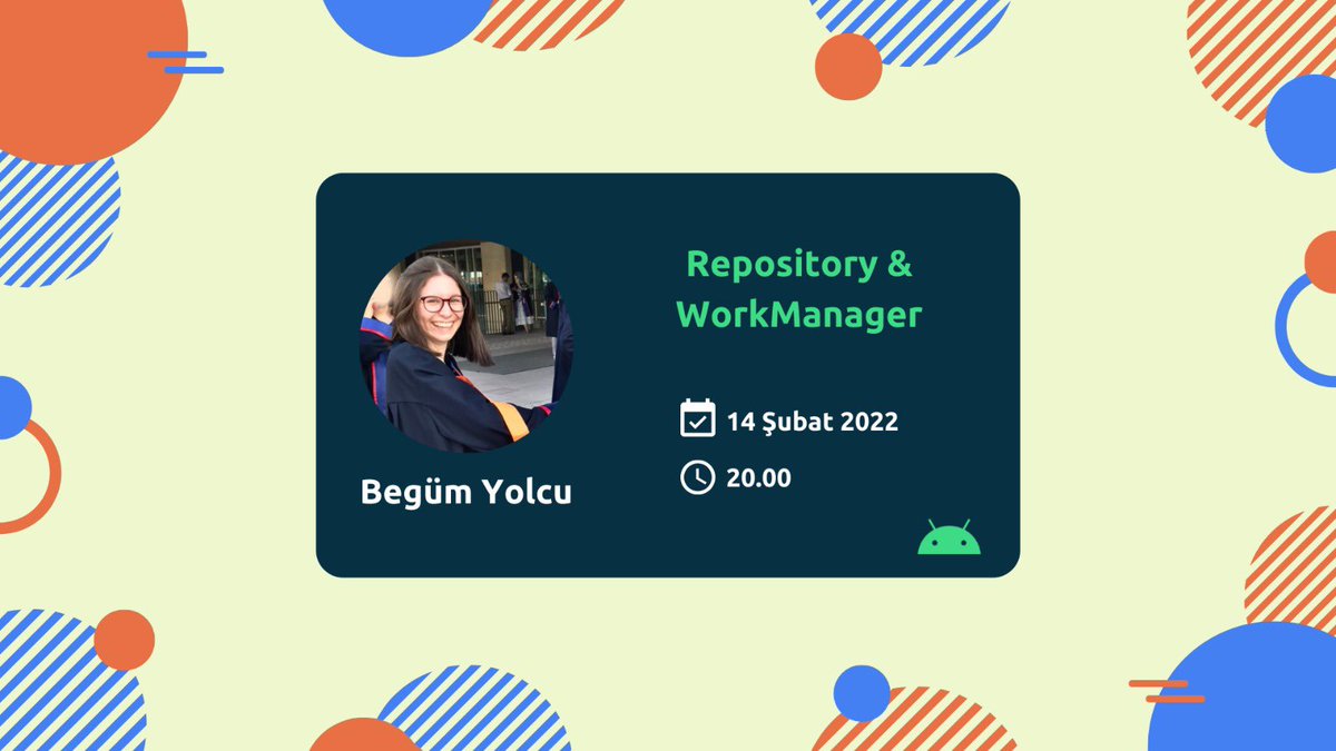📚 Android 12 Bootcamp’in sonlarına yaklaşıyoruz

🚀 Dersimiz 14 Şubat Pazartesi akşamı, saat 20:00’da Google Developer Communities Turkey YouTube kanalında

🌟 Begüm Yolcu, "Repository &amp; WorkManager" konusunu anlatmak için bizlerle olacak

📌 youtu.be/JphgZy4lVck