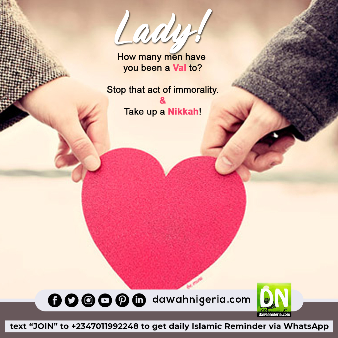 dawahnigeria's tweet photo. It doesn't worth bragging, be serious and take up a Nikkah jor! #DN_Reminder #Dawah2dPPL #naijamuslim #naijamuslimbloggers #SayNoToValentine https://t.co/SLr74yVZrp