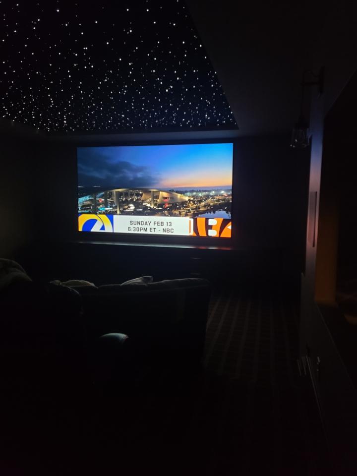 futurelinkco's tweet photo. What better way to watch the super bowl than in your brand new theater room with a star-lit ceiling! ✨ #LetsGO #SuperBowlSunday #SuperBowlLVI https://t.co/3JedpiqBqc