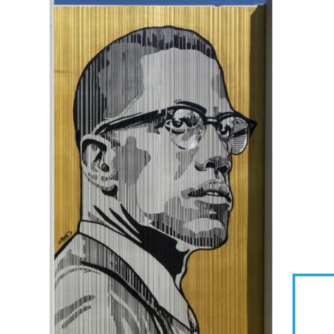 Malcom X (Malik el-Shabazz, born Malcolm Little; May 19, 1925 – February 21, 1965)

Edreys Wajed’s portrait of Malcolm X for The Freedom Wall, 2017. Photograph by Tom Loonan.

 By any means necessary

Read More: ow.ly/b8Pv50HRMIV