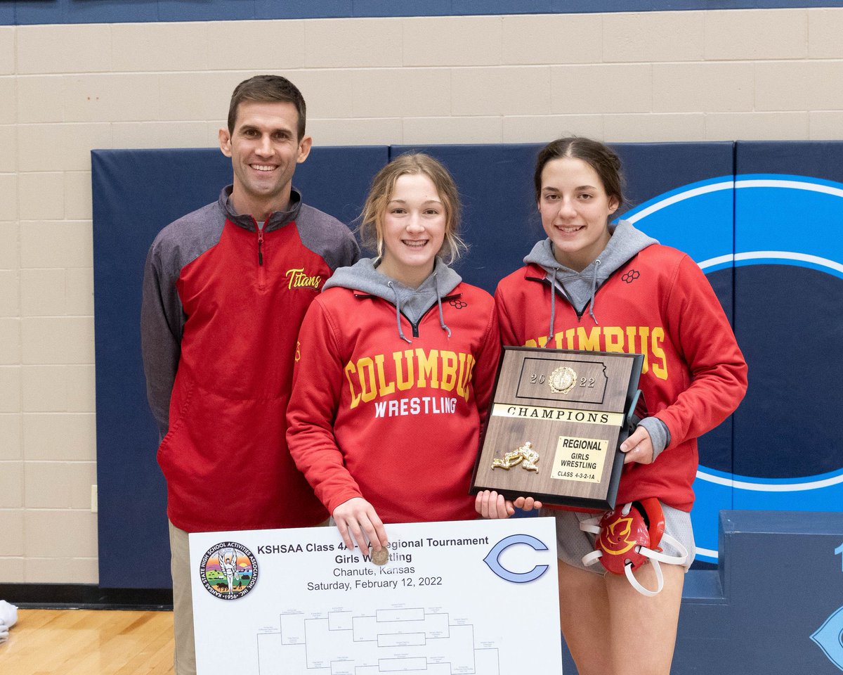 Twin sisters heading to state.

Addison Saporito 24-1 Regional Champ Ranked #3 in the state. Hasn't lost to a Kansas Wrestler. 

Aubree Saporito 18-15 first year wrestler. Regional 3rd place finish.

Columbus girls sending eight to state under HC Marcus Bowman. #sportsinkansas