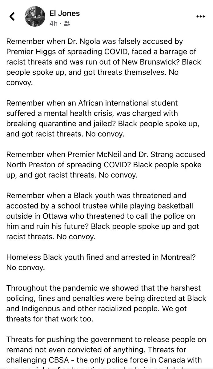 DericoSymonds's tweet photo. This is a great break down and example especially when we talk about “Freedom Convoy” and the Black community. 

Dr El Jones is bang on in my opinion. https://t.co/urgFsS8VWt