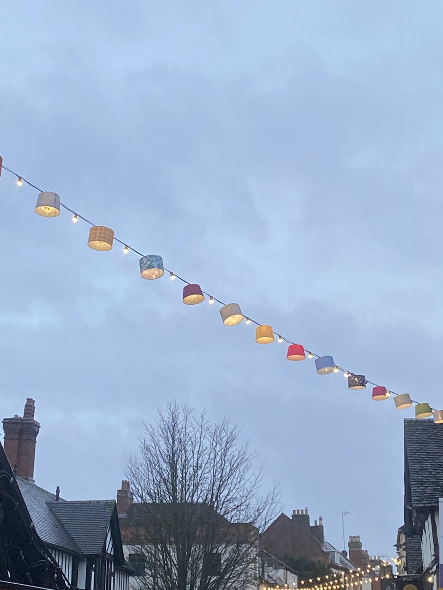 It’s cold and it’s wet but we’re out in #Worcester this evening adding something a bit special to the lights in Friar Street and New Street. We LOVE working with <a href="/WorcesterBID/">Worcester BID</a> on projects like this. #NotJustForChristmas