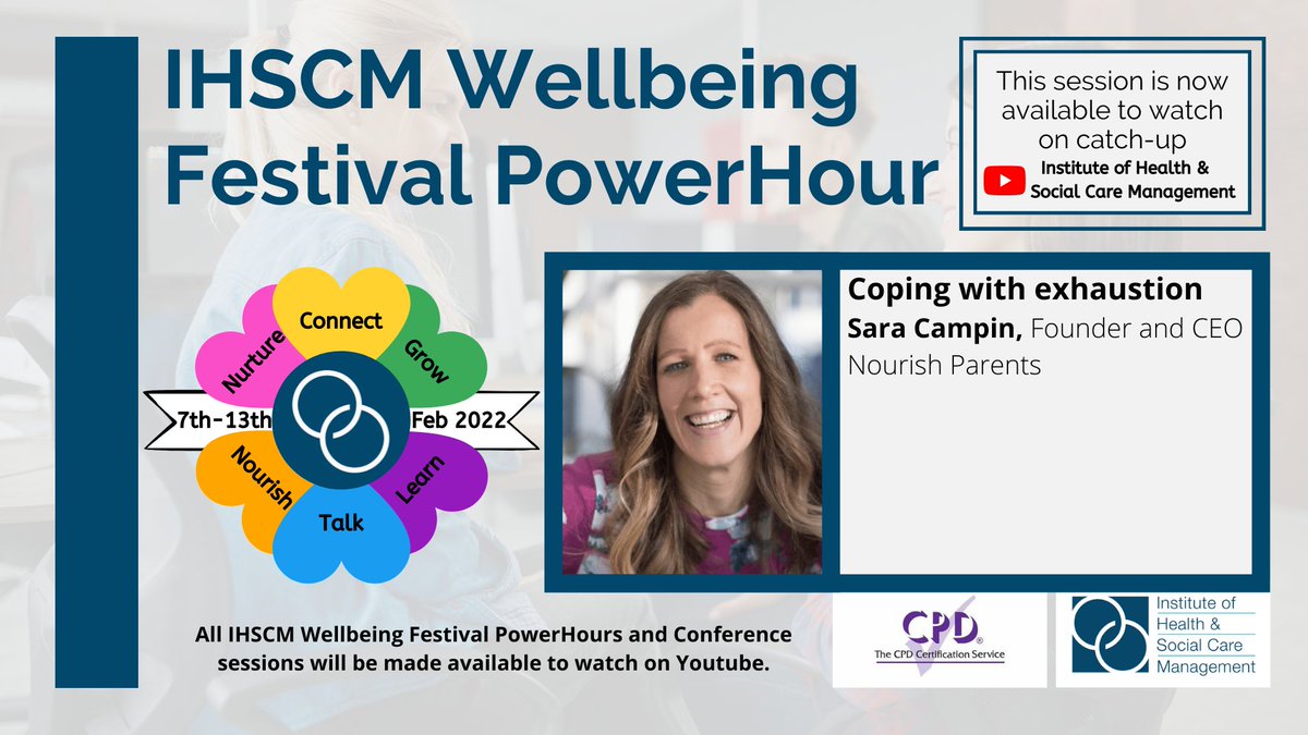 Did you miss Sara Campin, Founder and CEO Nourish Parents discussing 'Coping with exhaustion' at our #IHSCMFestival ? Or would you like to watch it again?

This session is now available to watch on Youtube:  zcu.io/oAnB
<a href="/thenourishapp/">Sara Campin - Nourish</a>