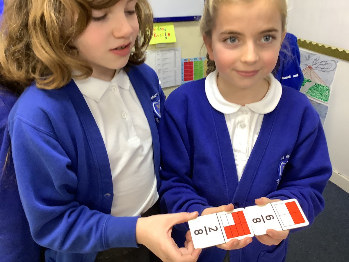 StMarysSchoolRC's tweet photo. J4 started exploring fractions and played dominoes πβΊοΈ #smrcMaths #Year4Maths https://t.co/qcHsM843wr