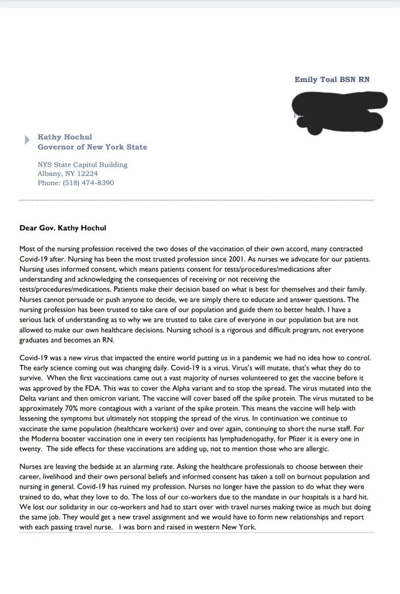 EmilyToal's tweet photo. Open letter to @KathyHochul 
#nursing #nursesunite #nysnurses https://t.co/GFvdPUuJUG