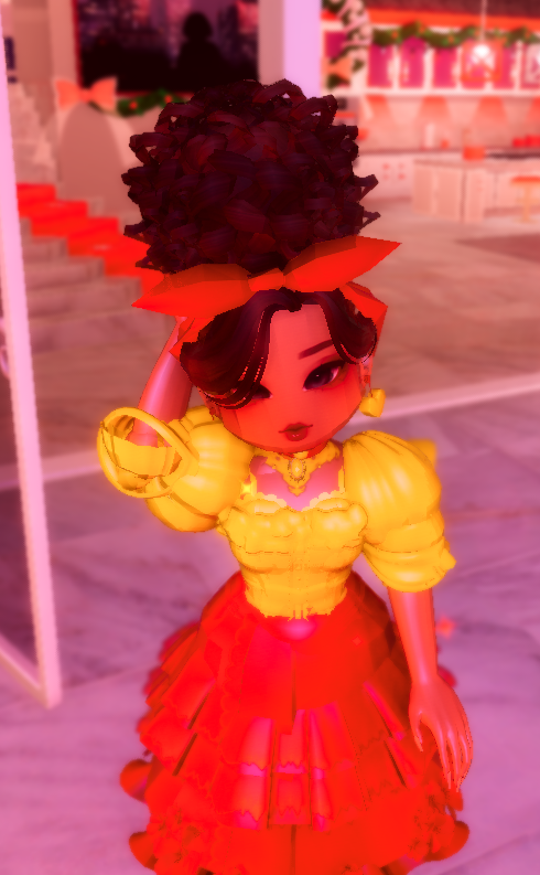 Tw1lightShAdow's tweet photo. This is my recreation of Dolores (Encanto character) in royale high! I think this cosplay came out quite well! #royalehigh #royalehighphotoshoot #royalehighcosplay #royalehighoutfits #encantocharacters #royalehighrecreation #RoyaleHigh https://t.co/GvKimcxiEz