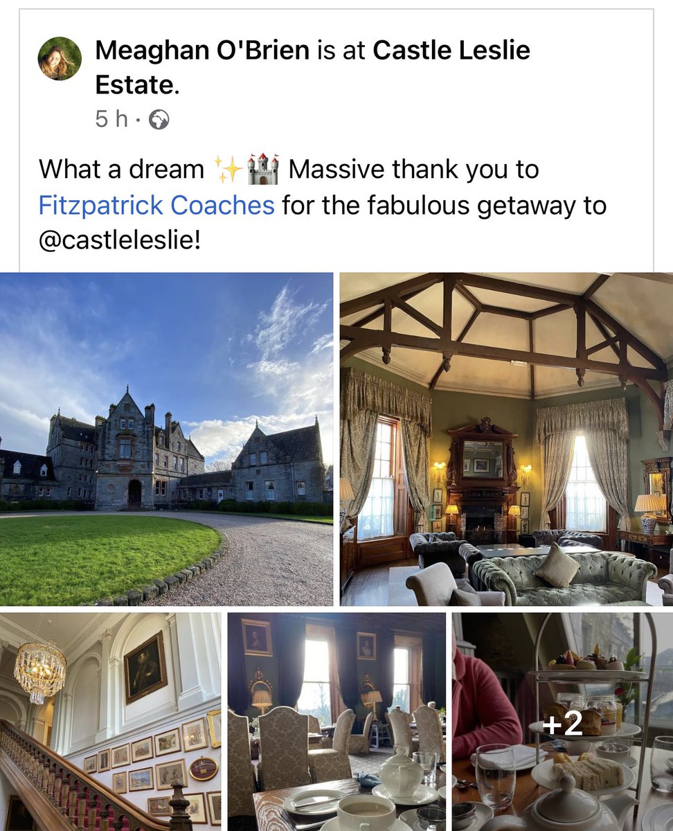fitzpatrickcoac's tweet photo. Delighted to see our latest competition winner enjoying their weekend break at @Castle_Leslie
#fitzpatrickcoaches #castleleslie #visitmonaghan #madaboutmonaghan #tourismireland #weekendbreak https://t.co/mbmUOK620N