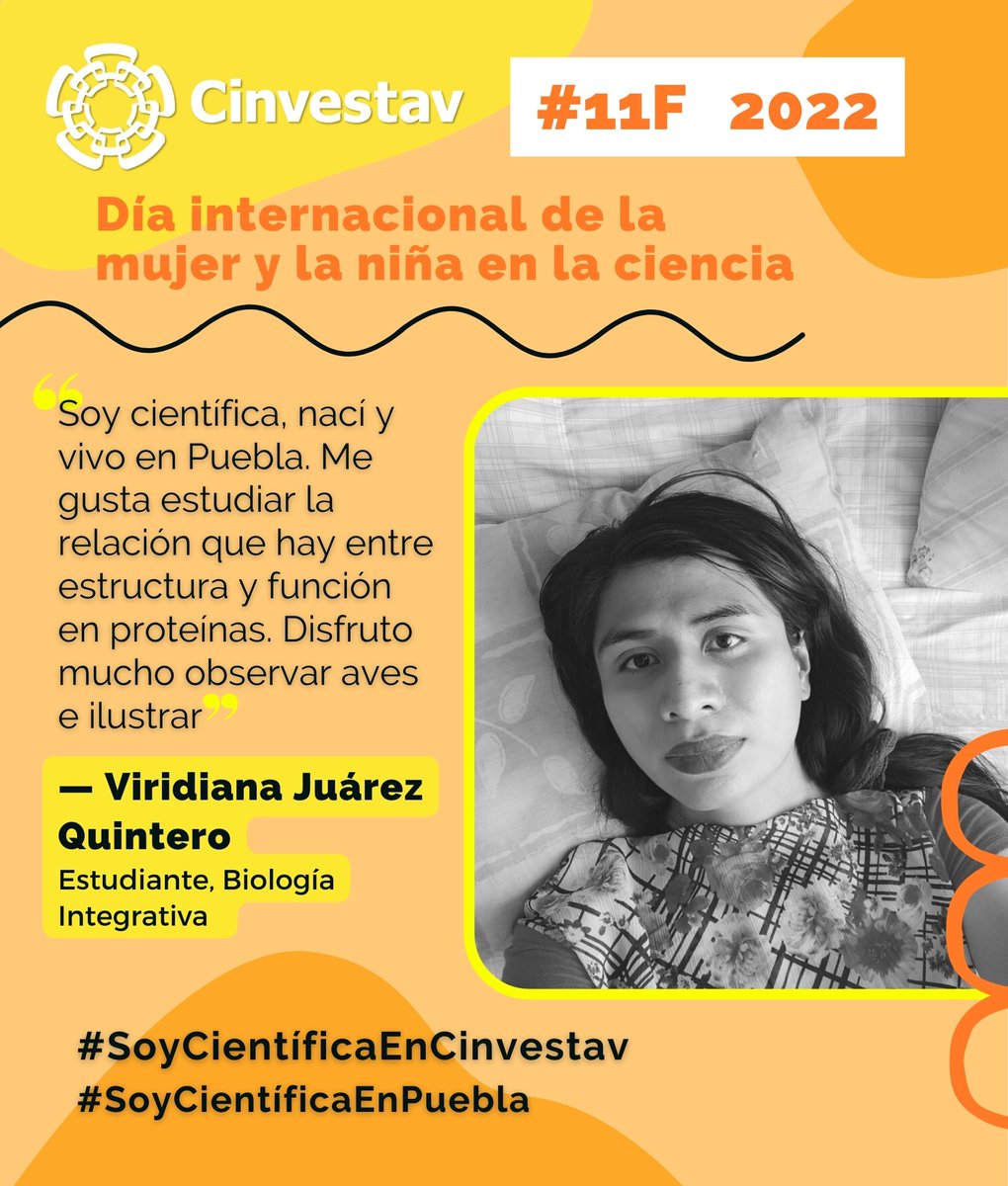 Contamos con una gran diversidad de científicas que se forman y trabajan en nuestras unidades del Cinvestav 
¡Conócelas!
#SoyCientíficaEnCinvestav #11F #DiaDeLaMujeryLaNinaEnLaCiencia #DíaMujerYNiñaEnCiencia 
#SoyCientíficaEnPuebla